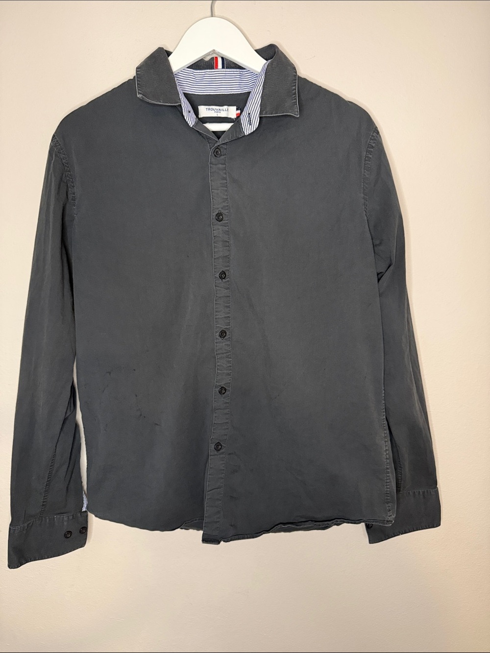 Trouvaille Paris Navy Long Sleeve Button Up Shirt [MIC0767]